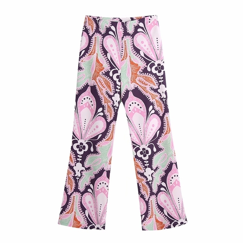 Casual Women High Waist Straight Pants Spring-autumn Fashion Ladies Chinese Style Female Printed Trousers 210515