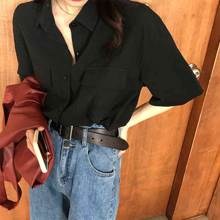 spring Vintage yellow Shirt female Oversize Tops Women short sleeve Girls Blouse Summer Plus Size Blouses femme Blusas 210423