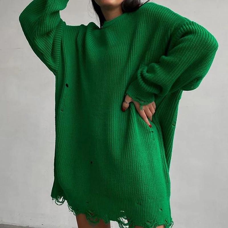 Women' Sweaters 2021Y2K Loose Hole Oversized Sweater Knitted Round Neck Long Sleeve Turtleneck Casual Women, Green
Women' Sweaters 2021Y2K Loose Hole Oversized Sweater Knitted Round Neck Long Sleeve Turtleneck Casual Women, Green