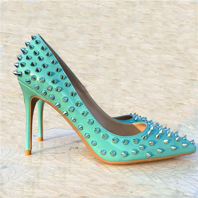 New design stiletto heel women red bottom dress shoes spikes leather pointed toe Fashion party high heels 8cm 10cm 12cm pumps big size 45 original box, Black
New design stiletto heel women red bottom dress shoes spikes leather pointed toe Fashion party high heels 8cm 10cm 12cm pumps big size 45 original box, Black