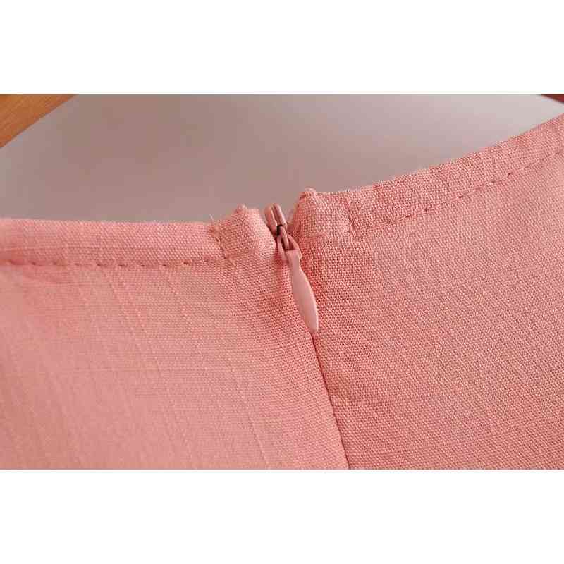 Elegant Women Bow V-Neck Cotton Dresses Fashion Ladies Puff Sleeve Vestidos Sweet Female Chic A-Line Mini Dress 210430