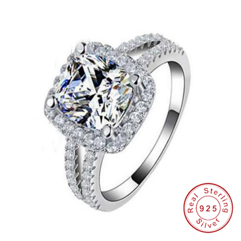 Vecalon Original Fashion Jewelry 100% Sterling Sier Wedding Rings for women With 8mm CZ Dia Engagement Ring Wholesale