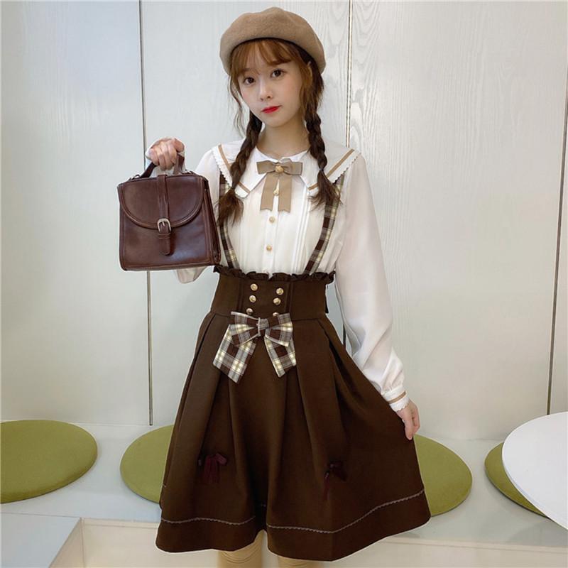 Two Piece Dress Japanese Girl JK Skirt Sets College Style Cute Doll Collar Shirt Strap Two-piece Suit Women 2 With Tie, Only shirt and tie
Two Piece Dress Japanese Girl JK Skirt Sets College Style Cute Doll Collar Shirt Strap Two-piece Suit Women 2 With Tie, Only shirt and tie