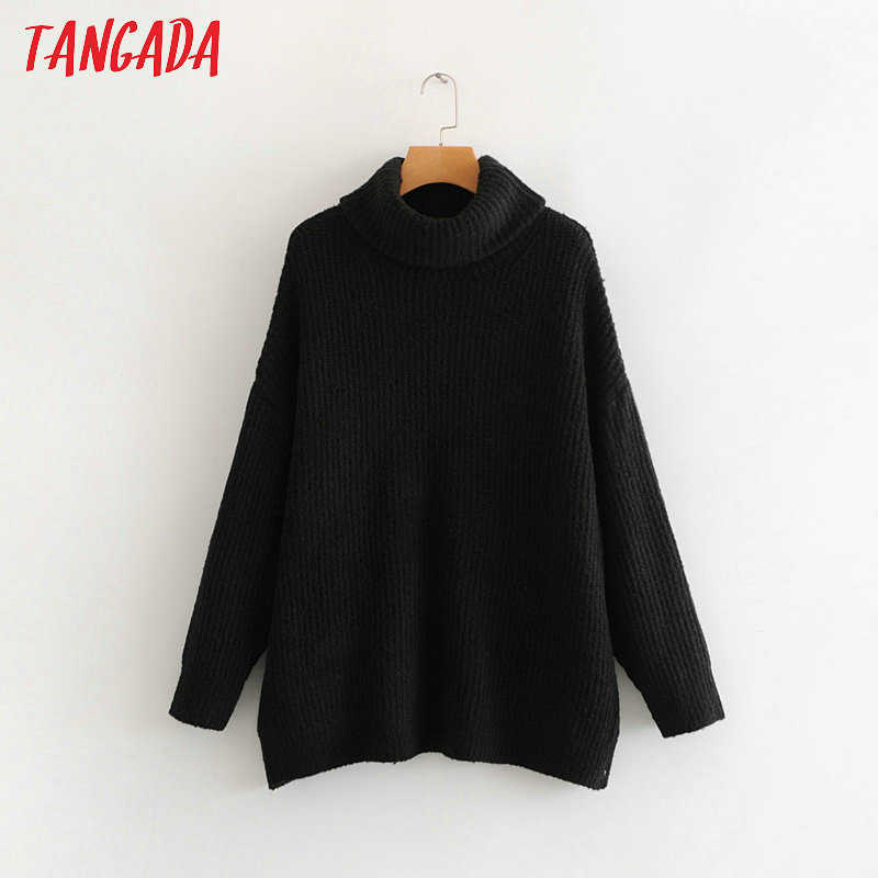 Tangada women jumpers turtleneck sweaters oversize winter fashion long sweater coat batwing sleeve christmas sweate HY135 210918
