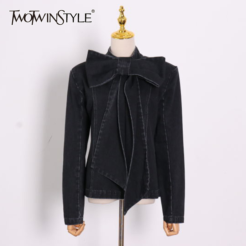 Lace-up Bowknot Denim Coat For Women Zipper Long Sleeves Slim Fit Coats Female Spring Fashion Womens Clothing 210524, Black
Lace-up Bowknot Denim Coat For Women Zipper Long Sleeves Slim Fit Coats Female Spring Fashion Womens Clothing 210524, Black