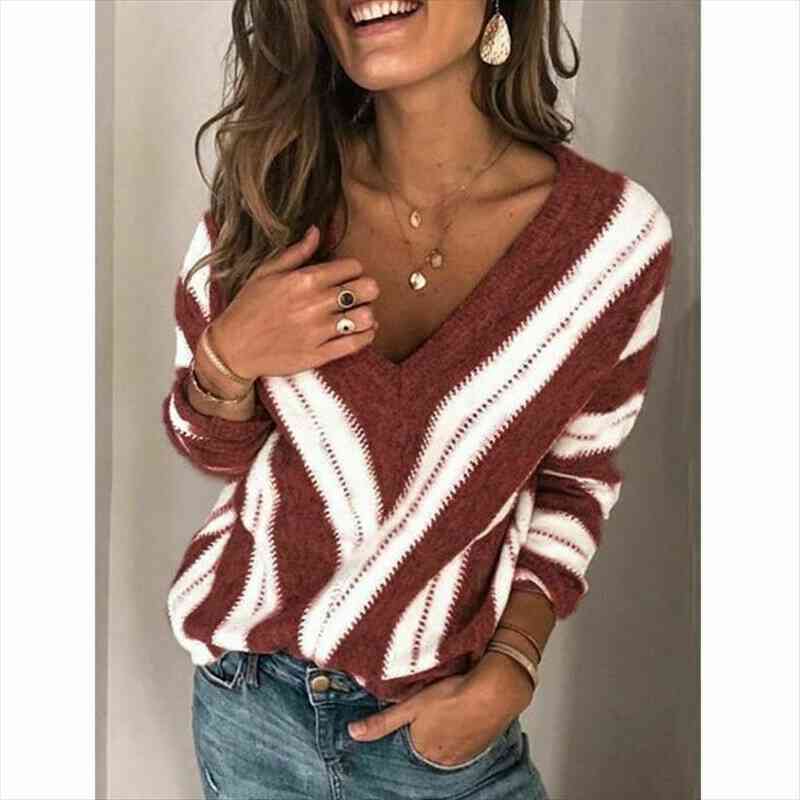 autumn loose korean medium womens sweater length long sleeve v collar knitted stripe women pullover jumper outwear, White;black
autumn loose korean medium womens sweater length long sleeve v collar knitted stripe women pullover jumper outwear, White;black