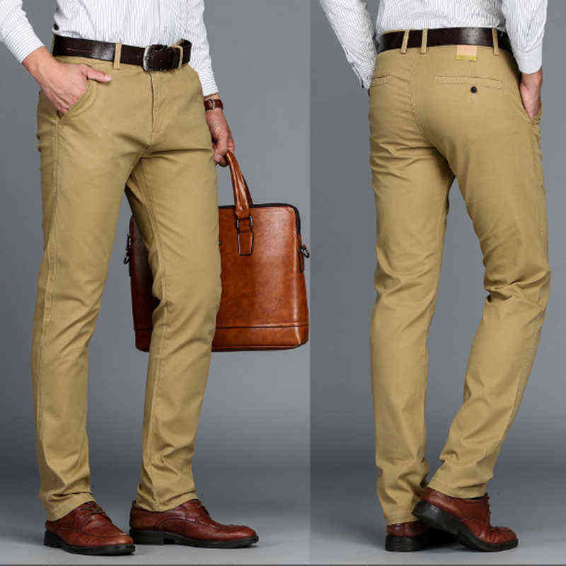 VOMINT Mens Pants Cotton Casual Stretch male trousers man long Straight High Quality 4 color Plus size pant suit 42 44 211112