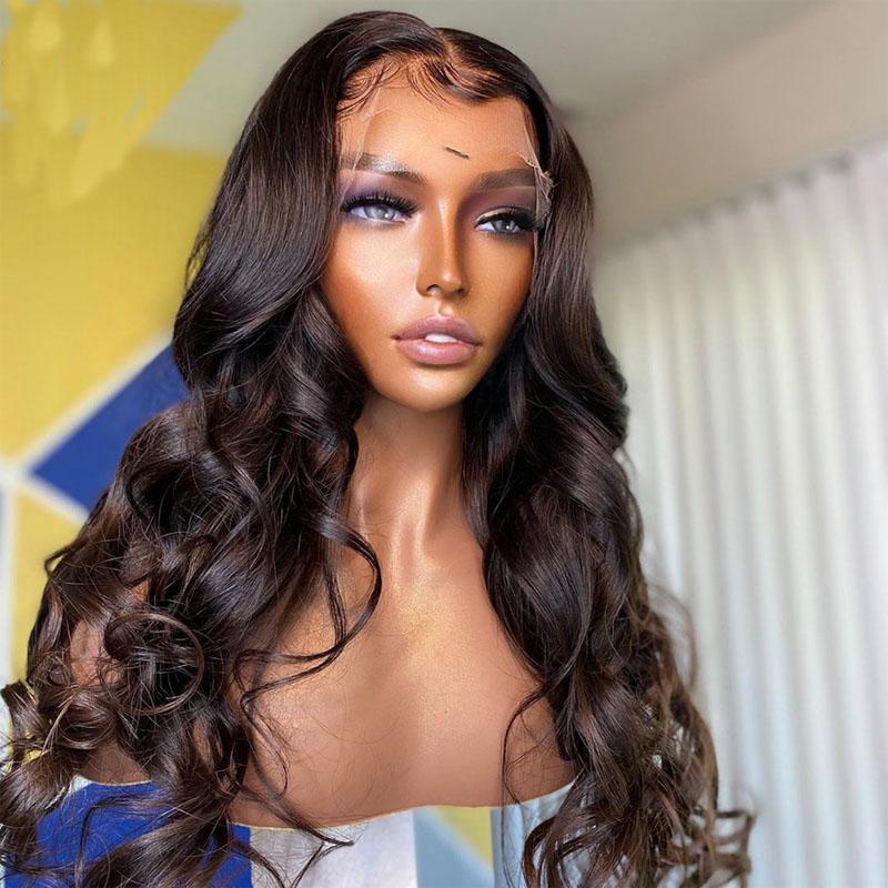 Synthetic Wigs 26Inch Long Body Wave Lace Front Wig Glueless 13x4 For Women With Baby Hair Daily Wear Fiber Wig180%Density