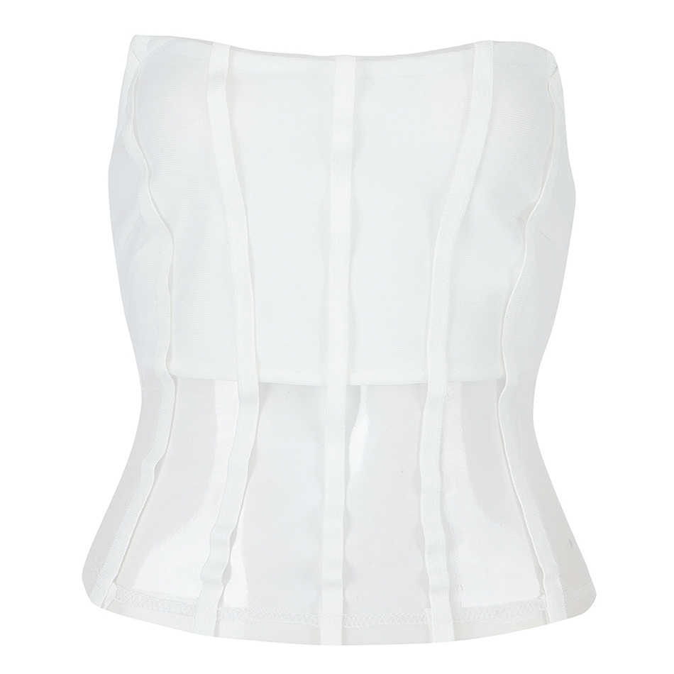 Women's Mesh Transparent Patchwork Top Sleeveless Strapless Party Corset Sexy Halter Vest 210527