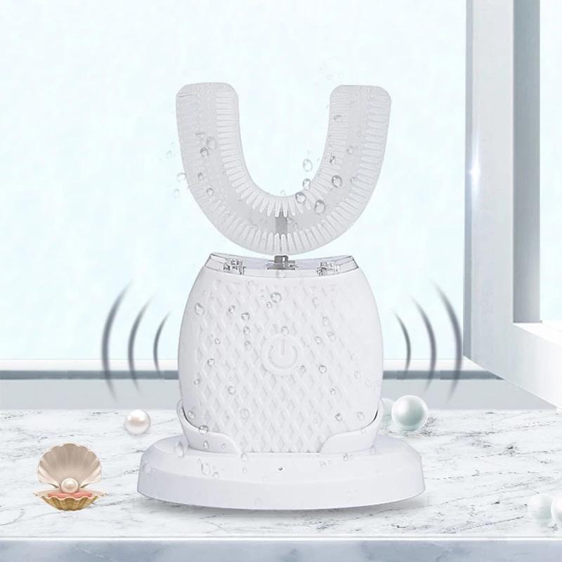 Silica gel 360 Degrees Intelligent Automatic Sonic Electric Toothbrush USB Rechargeable Ultrasonic U Type Tooth brush Clean Teeth Whitening