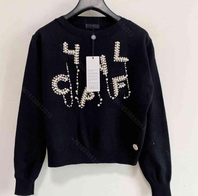 Designer Cc Women Knitted Autumn Sweater Print Hoodie Fall Girls Wool Knit Hoodies Pearl Long-sleeved Knit Shirt Super Elastic Womens, White;black
Designer Cc Women Knitted Autumn Sweater Print Hoodie Fall Girls Wool Knit Hoodies Pearl Long-sleeved Knit Shirt Super Elastic Womens, White;black