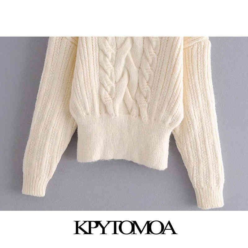 Women Fashion With Ribbed Trims Cable-Knit Sweater O Neck Long Sleeve Female Pullovers Chic Tops 210420