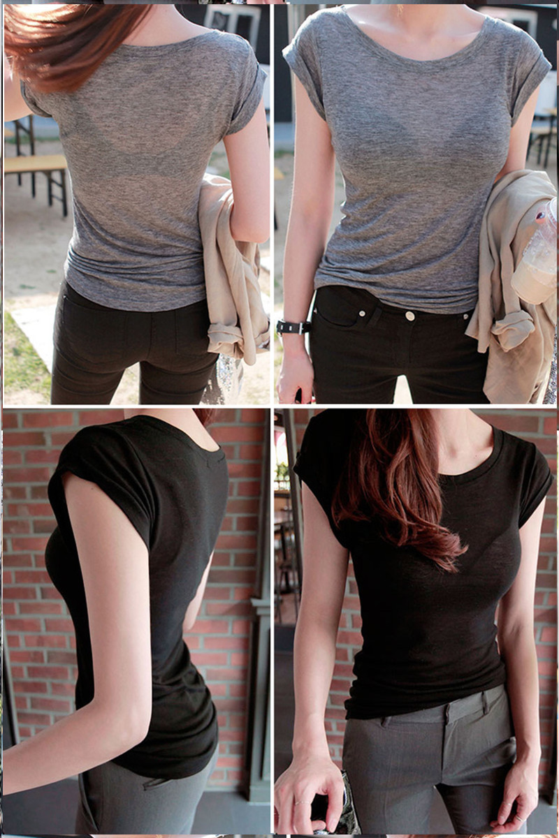 Thin Top See Through Women Tops Korean Fashion Clothing Cotton Elastic Basic Blouse Sexy Shirt Blusas 9270 50 210506
