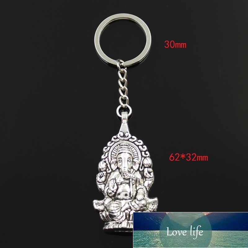 New Fashion Keychain 62x32mm Ganesha Buddha Elephant Pendants DIY Men Jewelry Car Key Chain Ring Holder Souvenir For Gift Factory price expert design 