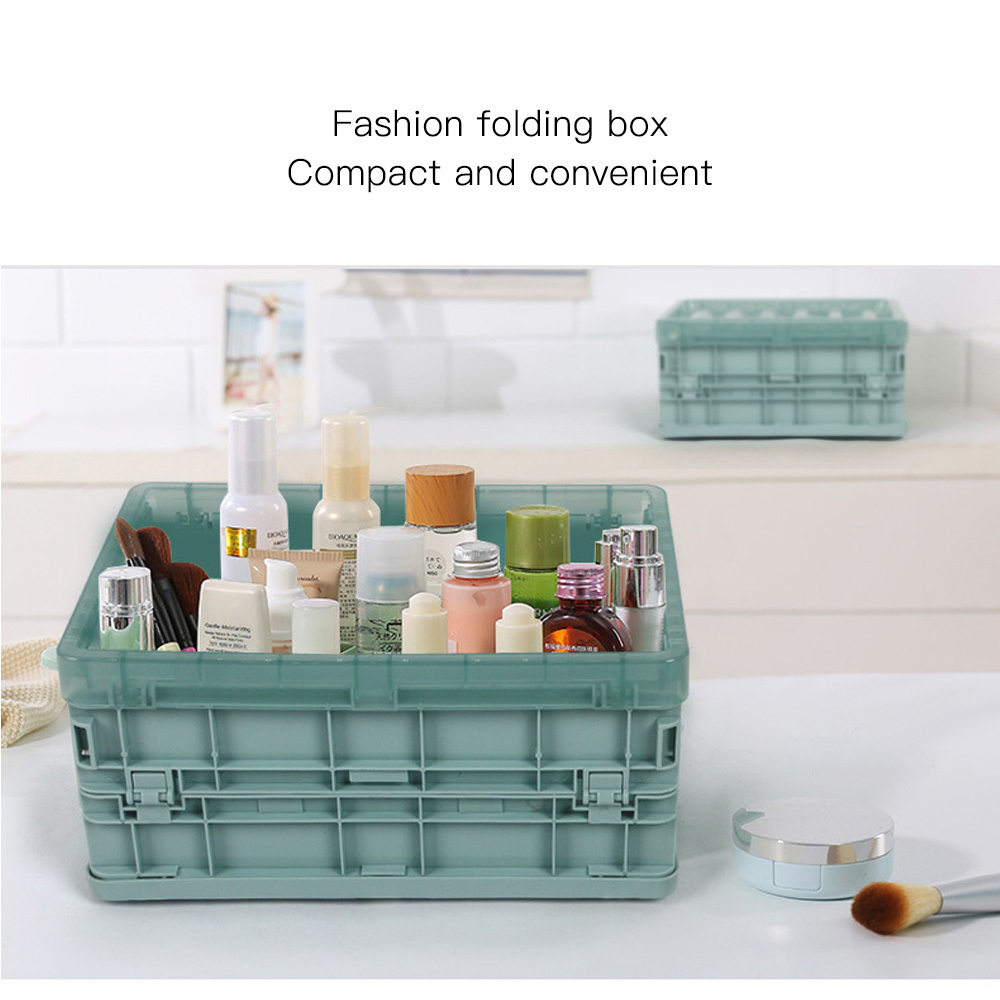 Durable plastic collapsible storage box organizer translucent lid crate plastic tote bag storage box container home and garage