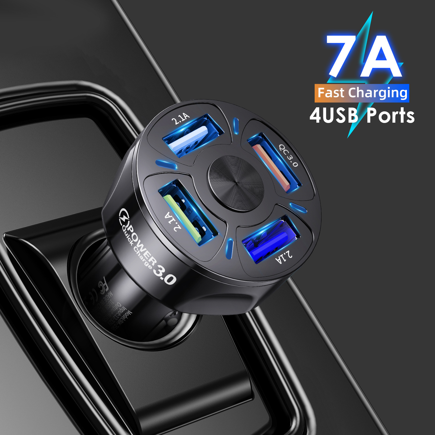 Multi USB Car Charger with 48W Quick 7A Mini Fast Charging QC3.0 4 Ports For iPhone 12 Xiaomi Huawei Mobile Phone Adapter Android, White
Multi USB Car Charger with 48W Quick 7A Mini Fast Charging QC3.0 4 Ports For iPhone 12 Xiaomi Huawei Mobile Phone Adapter Android, White