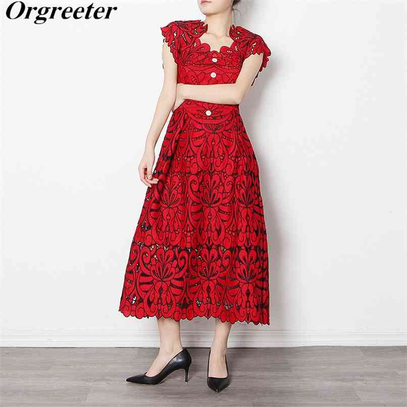 Arrival Hollow Out Embroidery Red/Beige Lace Dress Women Party Vestidso Qquare collar Short Sleeve Mid-length 210602
Arrival Hollow Out Embroidery Red/Beige Lace Dress Women Party Vestidso Qquare collar Short Sleeve Mid-length 210602