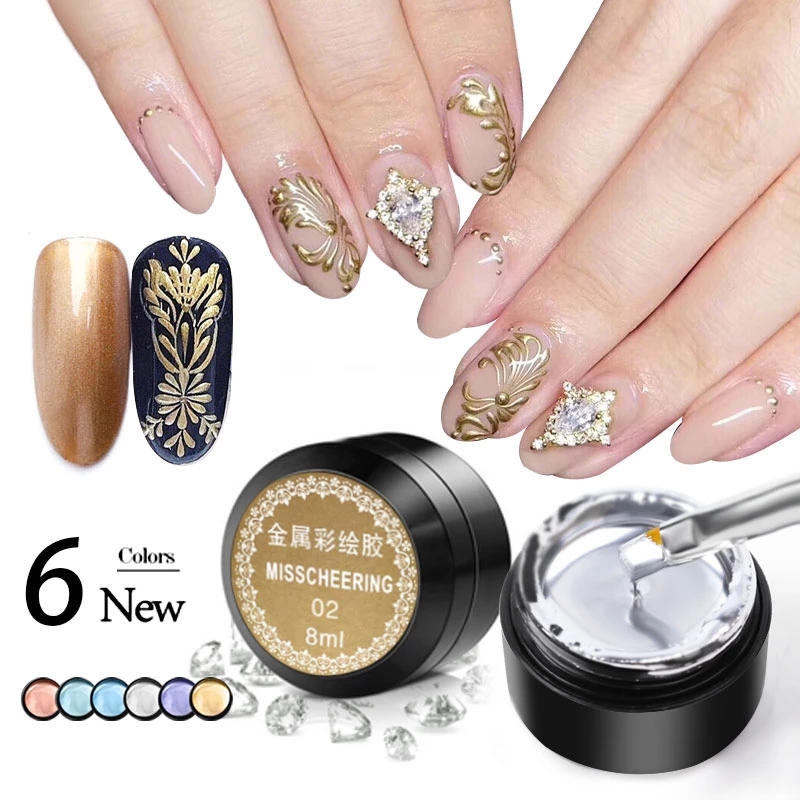 8ML Pulling Wire Painting Gel Nail Polish Metallic 3D Emboss Nails Art Line Silk Point Lined Spider Gelly Varnish Mirror Drawing Gels, As picture
8ML Pulling Wire Painting Gel Nail Polish Metallic 3D Emboss Nails Art Line Silk Point Lined Spider Gelly Varnish Mirror Drawing Gels, As picture