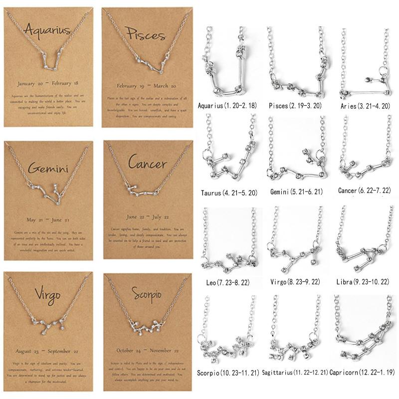 Trendy Shiny Crystal Star Zodiac Sign 12 Constellation Pendent Necklaces Female Elegant Silver Color Choker Jewelry Chains
Trendy Shiny Crystal Star Zodiac Sign 12 Constellation Pendent Necklaces Female Elegant Silver Color Choker Jewelry Chains
