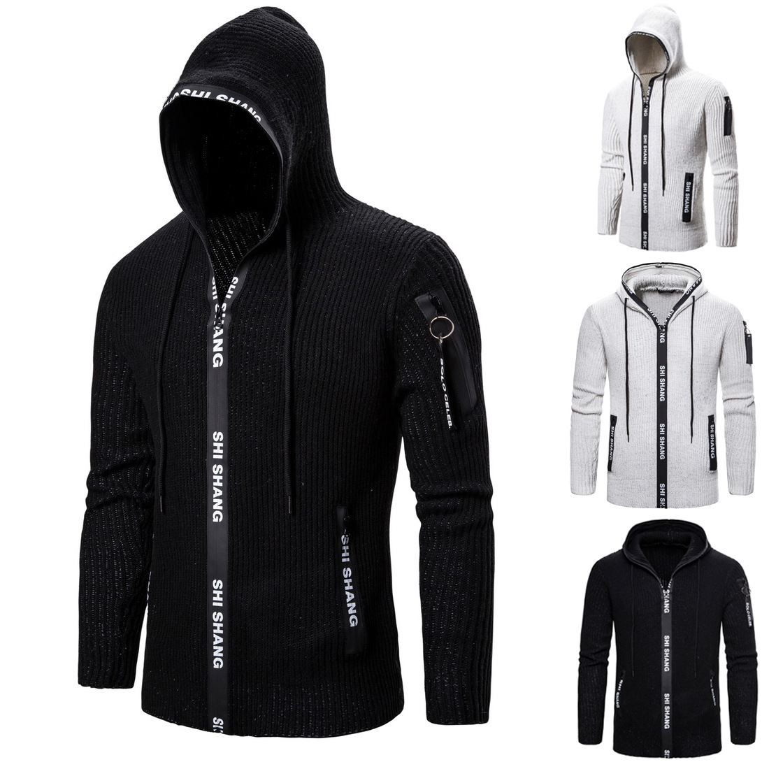 Men' Sweaters Autumn and Winter Style European American Slim-fit Knitted Cardigans Zipper Hooded YM033 EVFL, Light gray
Men' Sweaters Autumn and Winter Style European American Slim-fit Knitted Cardigans Zipper Hooded YM033 EVFL, Light gray