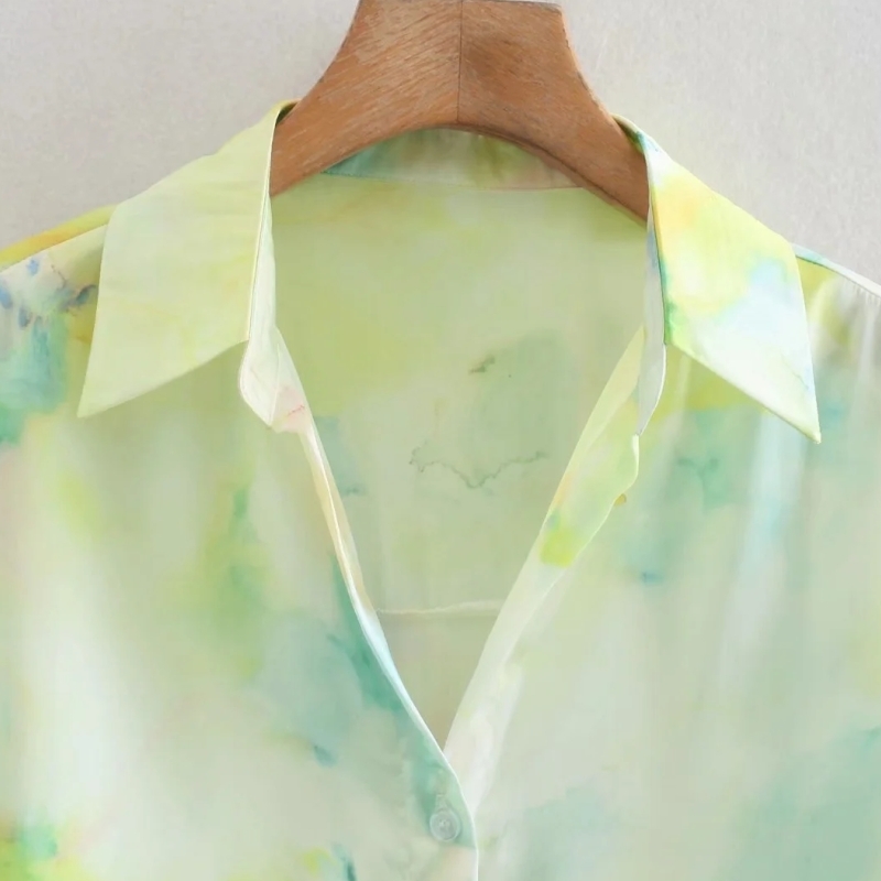 Spring Women Tie Dye Printing Casual Blouse Female Long Sleeve Shirt Office Lady Loose Tops Blusas S8698 210430