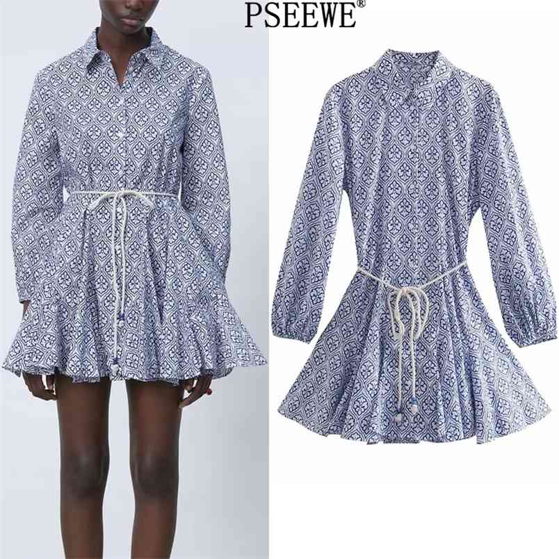 Blue Belt Print Mini Dress Women Spring Vintage Puff Long Sleeve Short Shirt Woman Ruched Casual es 210519
Blue Belt Print Mini Dress Women Spring Vintage Puff Long Sleeve Short Shirt Woman Ruched Casual es 210519
