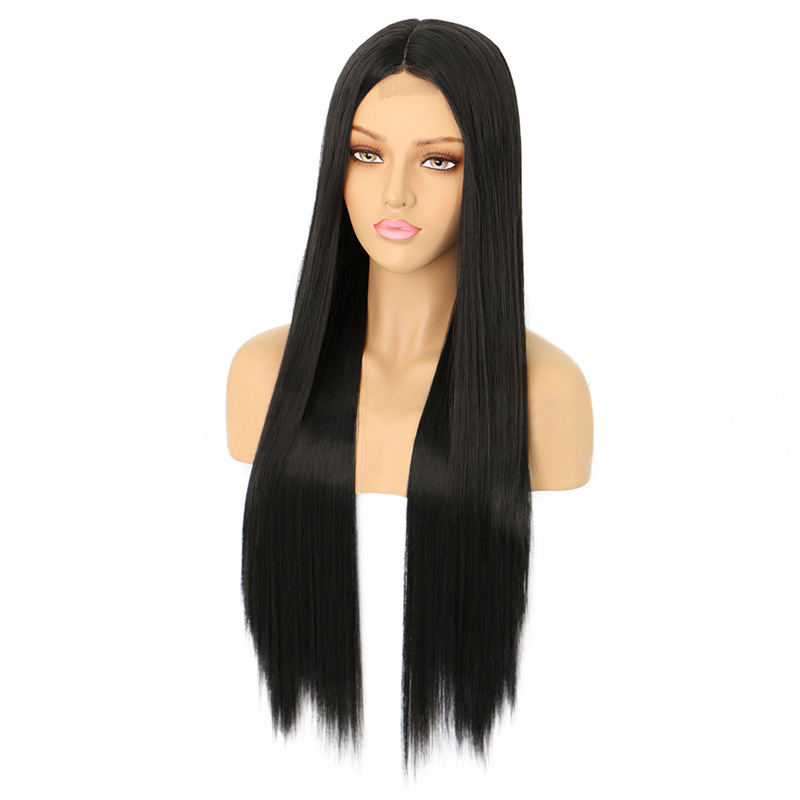 28 inch headband wigs straight synthetic lace front wig women hair