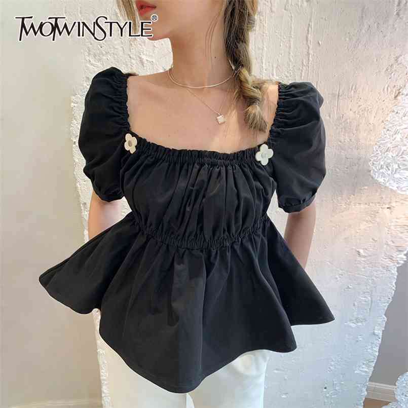 Elegant Patchwork Floral Button Shirt For Women Square Collar Puff Sleeve Tunic Short Blouse Female Fashion 210524, Black
Elegant Patchwork Floral Button Shirt For Women Square Collar Puff Sleeve Tunic Short Blouse Female Fashion 210524, Black