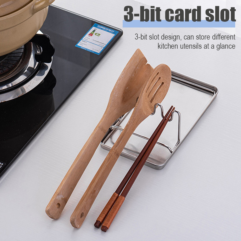 Stainless Steel Pot Lid Shelf Pan Cover Lid Rack Spoon Stands With Drain Tray Kitchen Truner Spoon Drain Organizer Rack