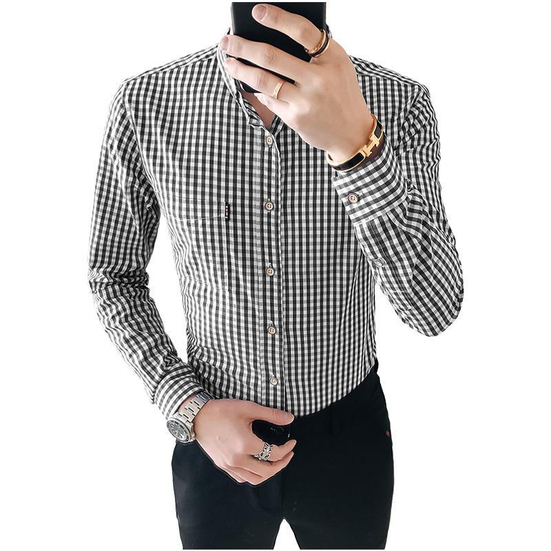 Casual Men Plaid Shirt Spring Autumn Flannel Dress Shirts Fashion Long Sleeve Slim Fit Chemise Homme Male 5XL Men's