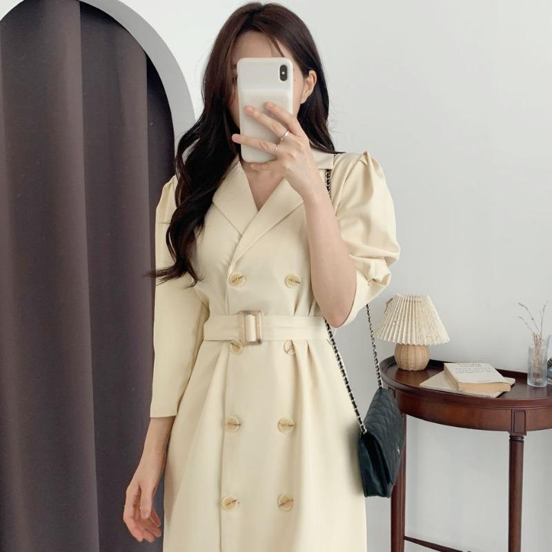 Casual Dresses Slim Vintage Chic French Temperament Puff Sleeve Double Breasted Dress Women Bandage Trench Vestido De Mujer Notched, Black;gray
Casual Dresses Slim Vintage Chic French Temperament Puff Sleeve Double Breasted Dress Women Bandage Trench Vestido De Mujer Notched, Black;gray