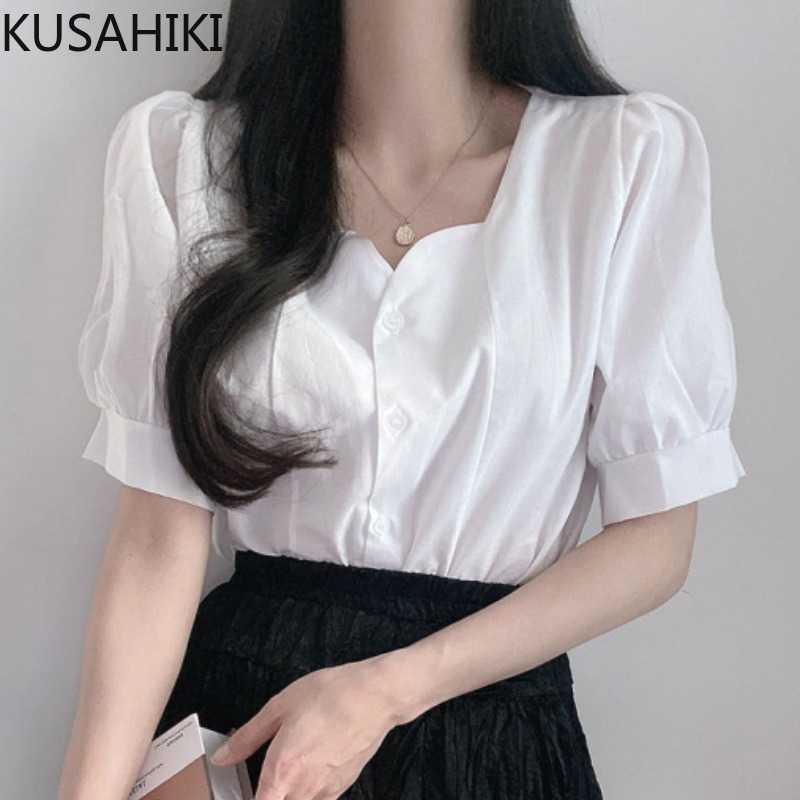 KUSAHIKI Chic Summer Puff Sleeve Woman Shirts Korean Square Collar Blouse Elegant Solid Blusas Mujer De Moda Verano 6H702 210602, Purple
KUSAHIKI Chic Summer Puff Sleeve Woman Shirts Korean Square Collar Blouse Elegant Solid Blusas Mujer De Moda Verano 6H702 210602, Purple