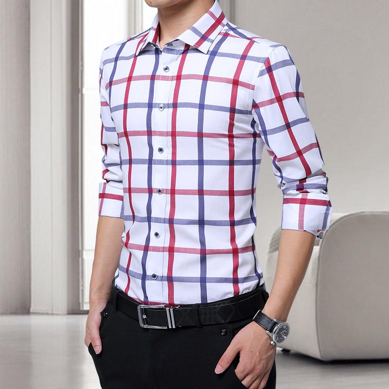 Classic Mens Long Sleeve Plaid Dress Shirts Size S M L XL 2XL 3XL 4XL 5XL Fashion Slim Elegant Men Business Casual Shirt Men's