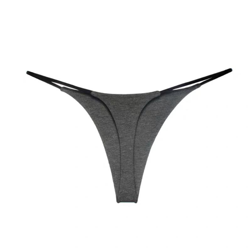 Women Sexy Bandage G String Panties Solid Color Low Waist Thin Strappy Thongs Female Cotton Bikini Underwear Mini Thong Women's