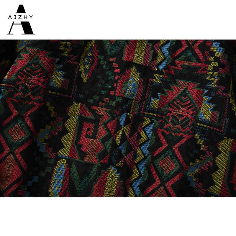 AJZHY Button Up Shirt Long Sleeve Thick Vintage Oversize Hip Hop Casual Fashion Knitted National Style Winter Warm Men Clothing 210410