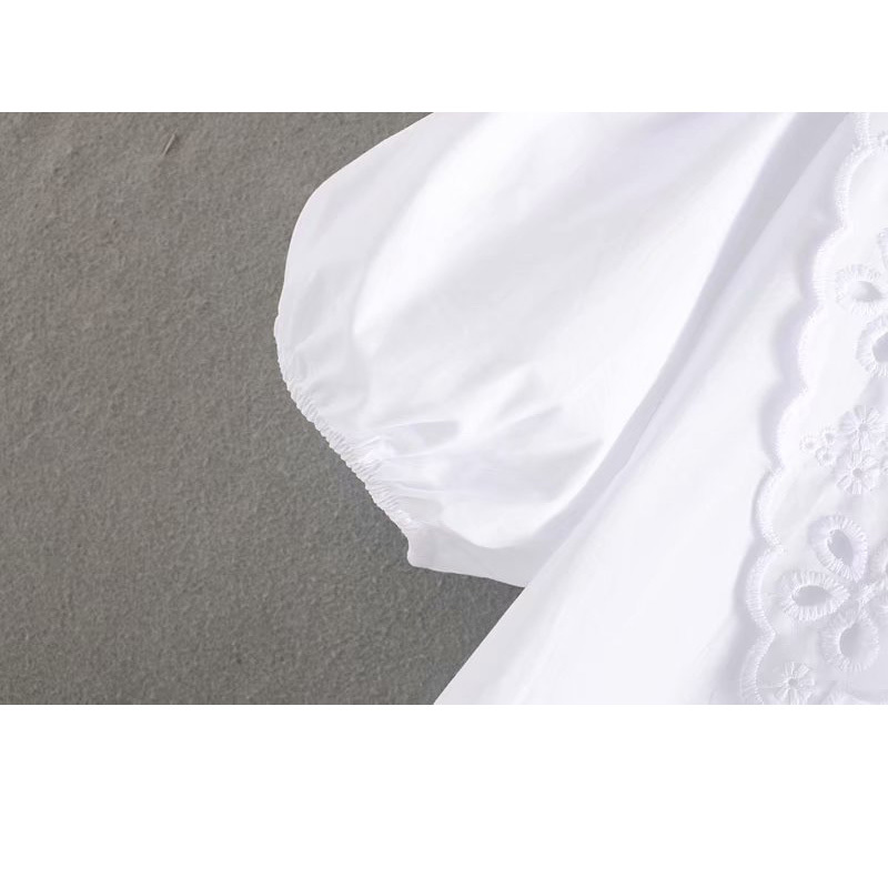 Elegant French Wild Sweet Embroidered White V-Neck Summer Dress For Women