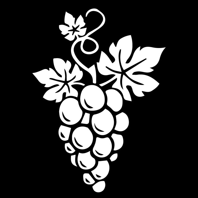 Grape Bunch Cartoon Decals Fashion Car Stickers Decorative Personality Waterproof Car Window Decals Black/white, 13cm*18cm