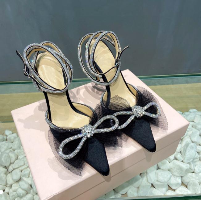 Satin Net yarn lace Bowtie Pumps mach shoes Crystal Embellished rhinestone Evening stiletto fine High-heeled sandals women Luxury Designers cross strap ankle, White
Satin Net yarn lace Bowtie Pumps mach shoes Crystal Embellished rhinestone Evening stiletto fine High-heeled sandals women Luxury Designers cross strap ankle, White