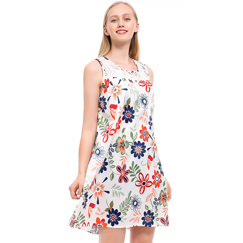 Women Summer Boho Style Floral Print Beach Tunic Sundress Loose Mini Party Dress Vestidos Plus Size 5XL 210331