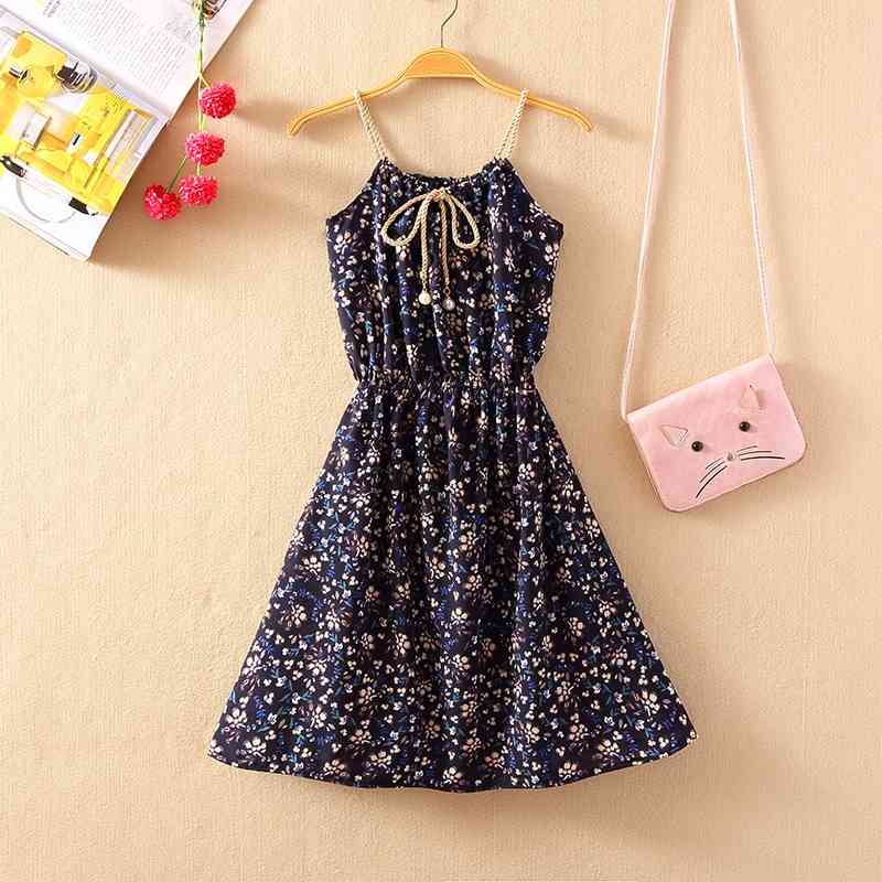 Women Spaghetti Strap Dress Summer Female Print Floral Vintage Sleeveless A-line Bohemian Beach Vest Casual Short Dresses 210514