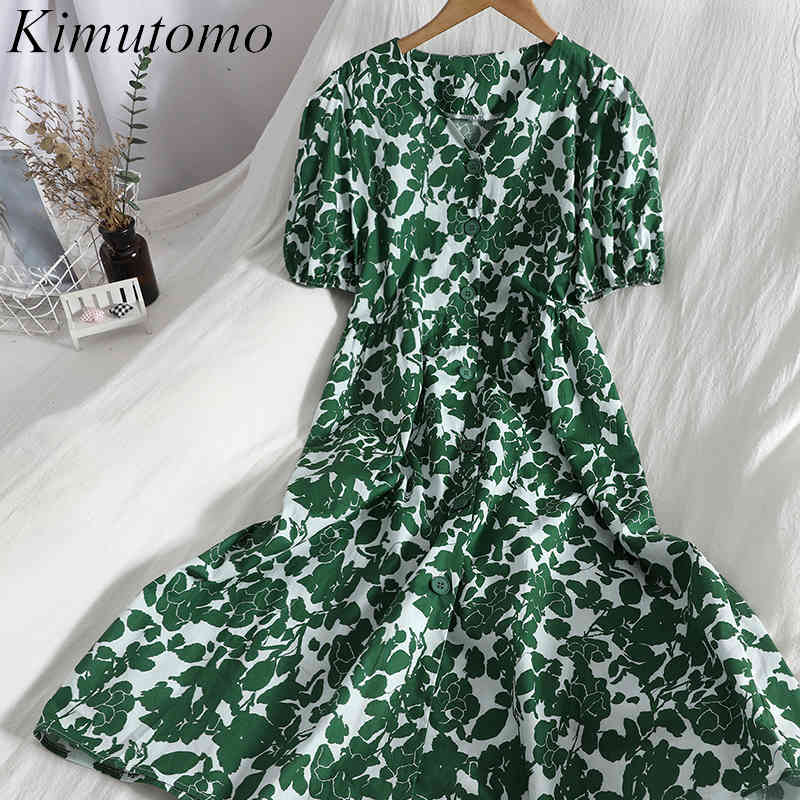 Kimutomo Floral Dress Female Puff Sleeve Single-breasted V-neck Summer Slim Korean A-line Vestidos Female Casual 210521, Black
Kimutomo Floral Dress Female Puff Sleeve Single-breasted V-neck Summer Slim Korean A-line Vestidos Female Casual 210521, Black