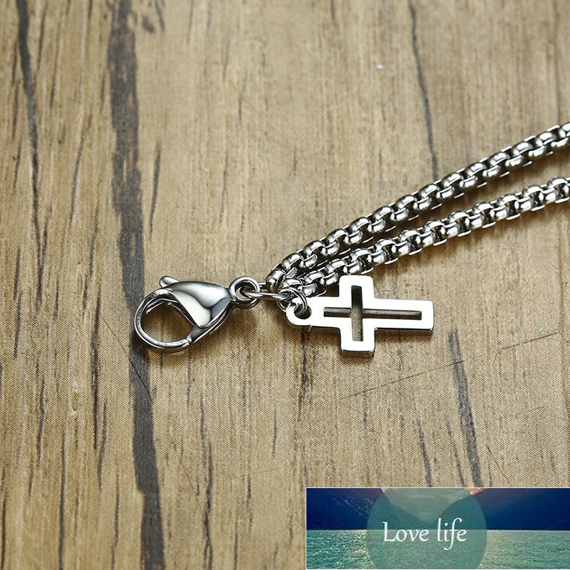 Double Strand Rolo Chain with Cross Charms Bracelet for Men Stainless Steel Lobster Claw Clasp Closure