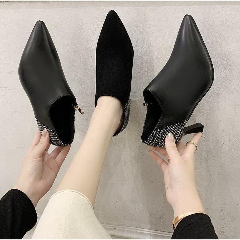 Dress Shoes Talons Hauts,Boots Woman 2021,Spring High Heels Naked Boot,Pointed Toe,Side Zip,Grid Pattern,BLACK,FREE Drop, Black flock
Dress Shoes Talons Hauts,Boots Woman 2021,Spring High Heels Naked Boot,Pointed Toe,Side Zip,Grid Pattern,BLACK,FREE Drop, Black flock