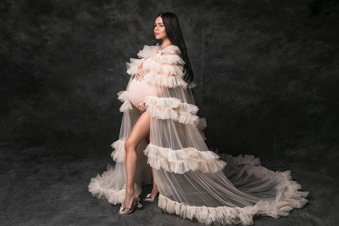 Sexy See Through Tulle Sleepwear Maternity Dresses for Photography Sheer Pregnant Woman Dress Photo Shoot Robes Nightgowns Robe
