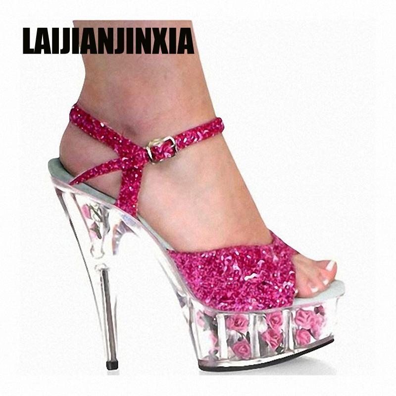 Inch Romantic Rose Glitter Fashion Sandals 15cm Women's Party Sweet Flowers High-heeled Shoes Sexy Crystal Dress, Black
Inch Romantic Rose Glitter Fashion Sandals 15cm Women's Party Sweet Flowers High-heeled Shoes Sexy Crystal Dress, Black