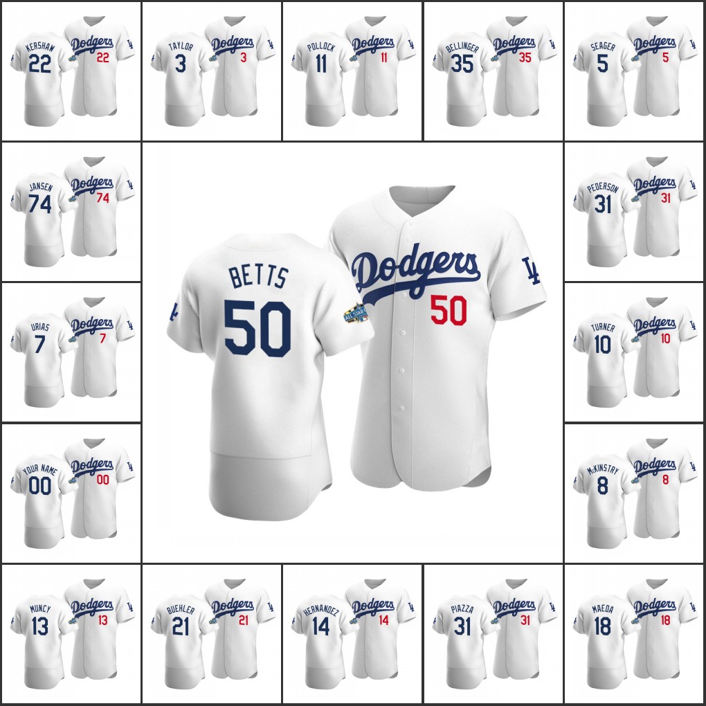 Men Los AngelesDodgers #50 Mookie Betts 22 Clayton Kershaw 7 Julio Urias 35 Cody Bellinger Women Youth Custom Authentic Home Patch Jersey White
Men Los AngelesDodgers #50 Mookie Betts 22 Clayton Kershaw 7 Julio Urias 35 Cody Bellinger Women Youth Custom Authentic Home Patch Jersey White