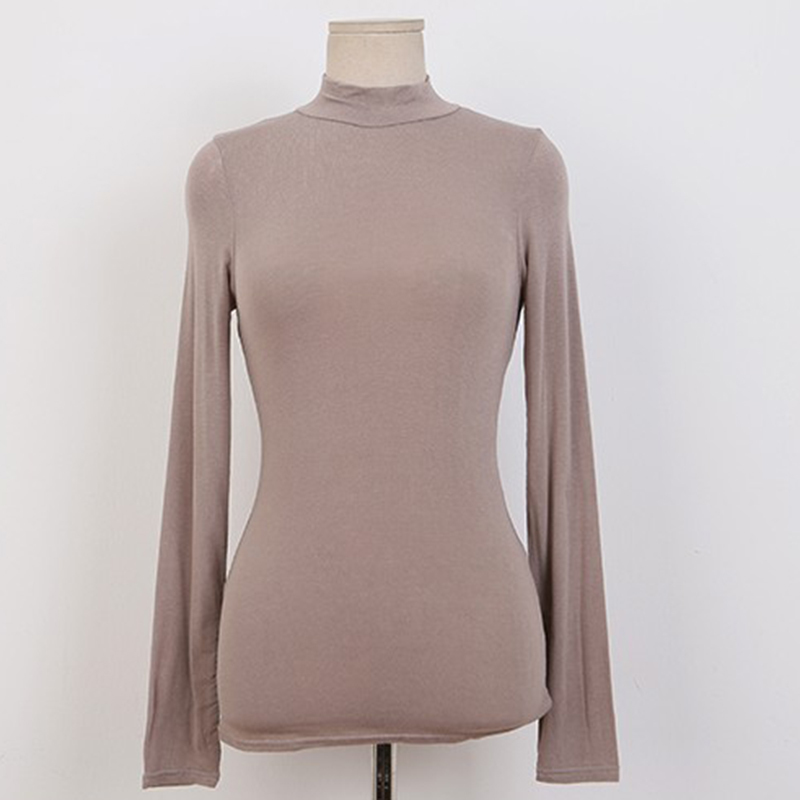 Korean White Elasticity Long Sleeve Tee Shirt Femme Sexy Turtleneck Slim Tops Blusas Mujer De Moda Autumn 9764 210506