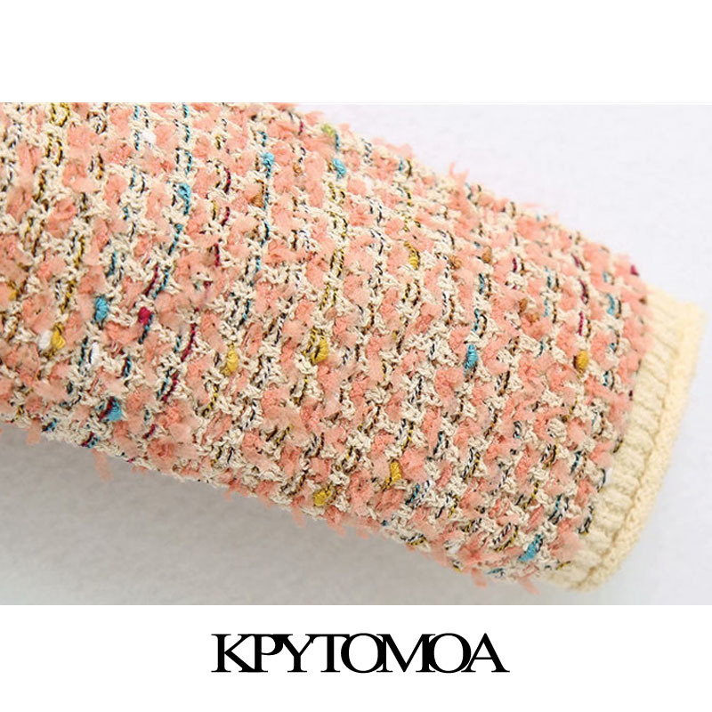 Women Fashion Bejewelled Button Cropped Knitted Cardigan Sweater Long Sleeve Female Outerwear Chic Tops 210420