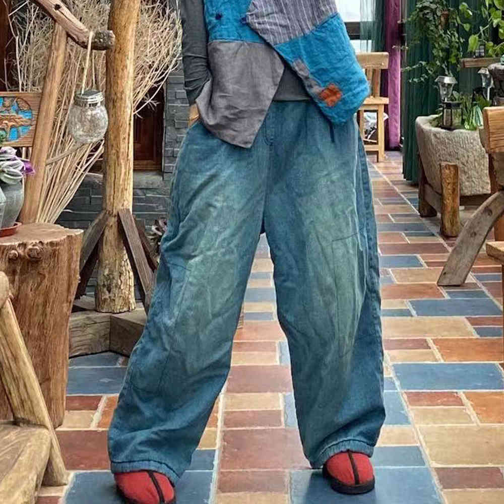 Johnature Women Striped Pants Denim Cotton Vintage Loose Elastic Waist Trouser Blue Spring Female Casual Thick Pants 210521
Johnature Women Striped Pants Denim Cotton Vintage Loose Elastic Waist Trouser Blue Spring Female Casual Thick Pants 210521