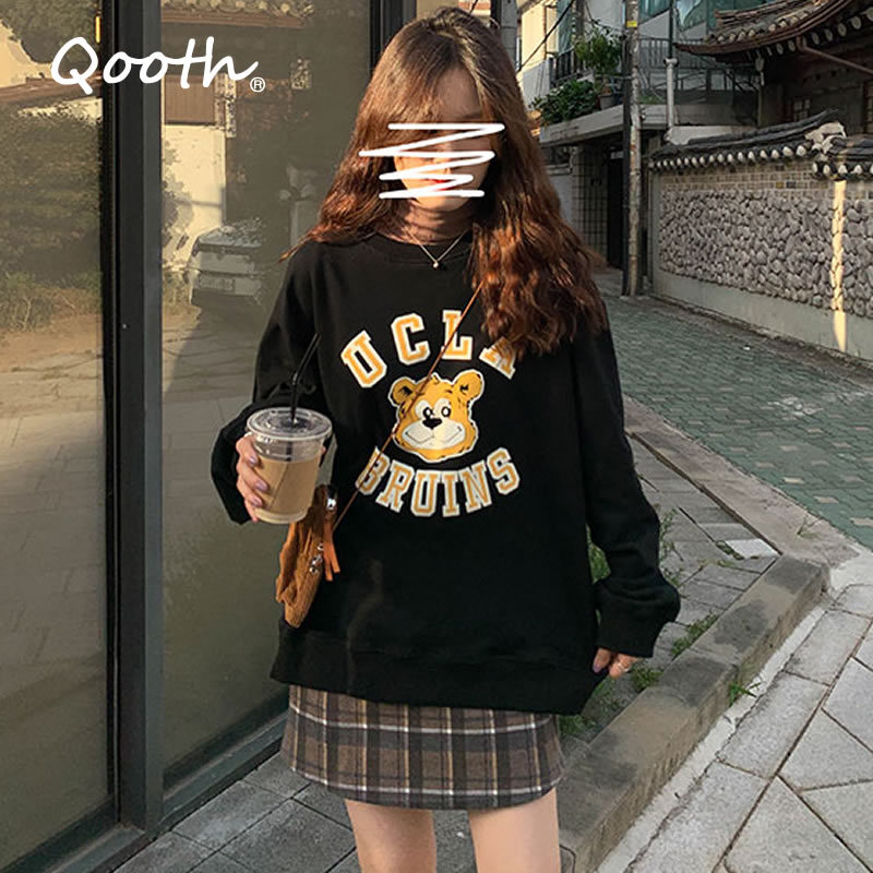 Qooth Autumn Spring Casual Cartoon Bear Letter Printed Women O-Neck Tops No Hoodies Sweatshirt Pullovers QT307 210518, Camel
Qooth Autumn Spring Casual Cartoon Bear Letter Printed Women O-Neck Tops No Hoodies Sweatshirt Pullovers QT307 210518, Camel